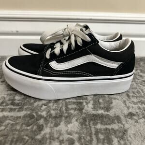 Vans Old Skool Black & White Suede Skate Platform Sneakers Kids Size 1